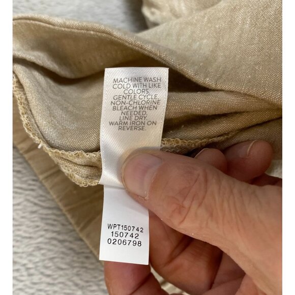 J.Jill Women's Linen Blend Capri Pants Size MP Beige Cropped Stretch Elastic Wai - Picture 7 of 9